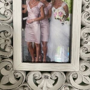 David's Bridal Satin Blush  Mini Dress